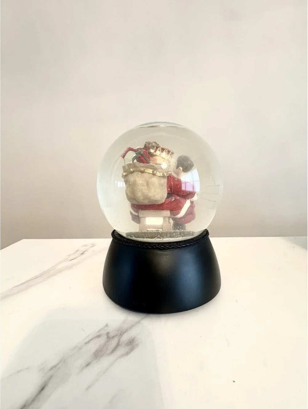 Vintage Musical Santa & Child Snow Globe Christmas Decor Plays Tune Gift